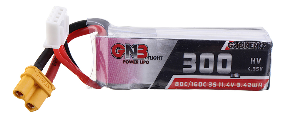 33 13 - High-Performance GNB 11.4V 300mAh 80C 3S XT30 Plug LiPo Battery